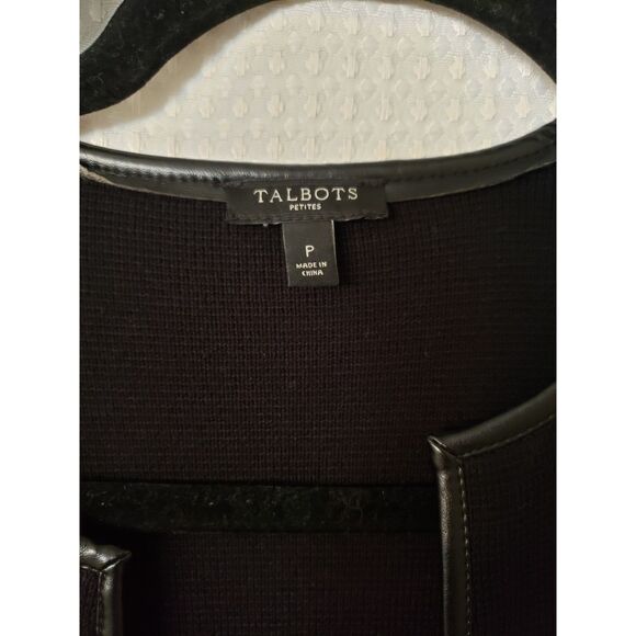 Talbots Petites Womens Cardigan Size Small P Black With Black Pleather Trim - Picture 3 of 5